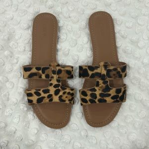 New! J. Crew Leopard Calf Hair Beachside Cheetah Summer Beach Slide